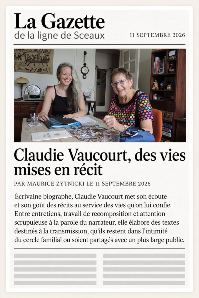 Article de La Gazette de Sceaux consacré à Claudie Vaucourt, biographe à Bourg-la-Reine